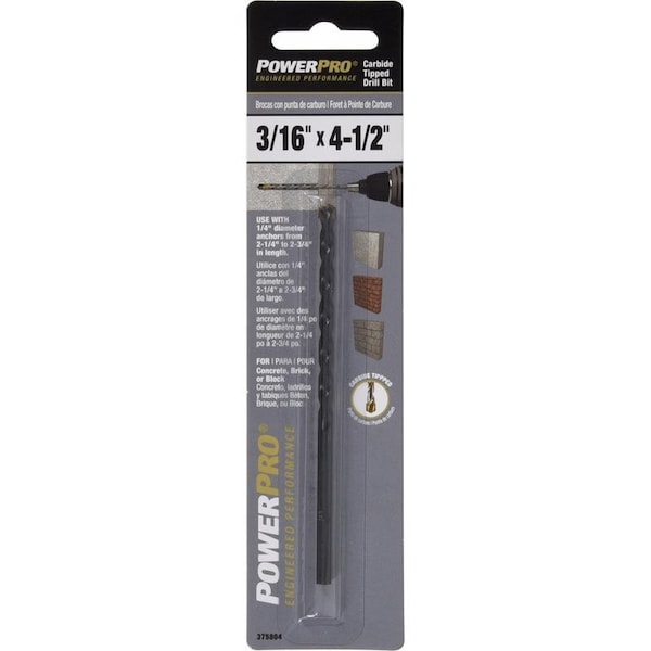 Hillman HILLMAN Power Pro 3/16 in. X 4-1/2 in. L Carbon Steel Drill Bit 1 pk 375804 - main